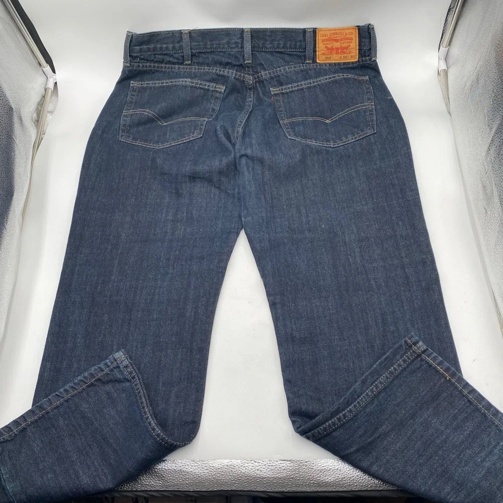 Levi's‎ 559 Relaxed Straight Jeans Mens 38x30 Dark Blue Cotton Denim Work Casual